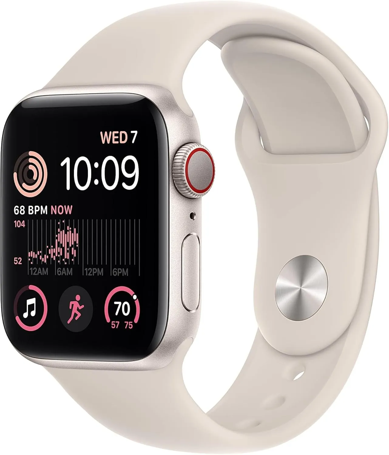 Apple Watch SE (2nd Gen) (GPS   Cellular, 40mm) - Starlight Aluminum Case with Starlight Sport Band, M/L (Renewed)