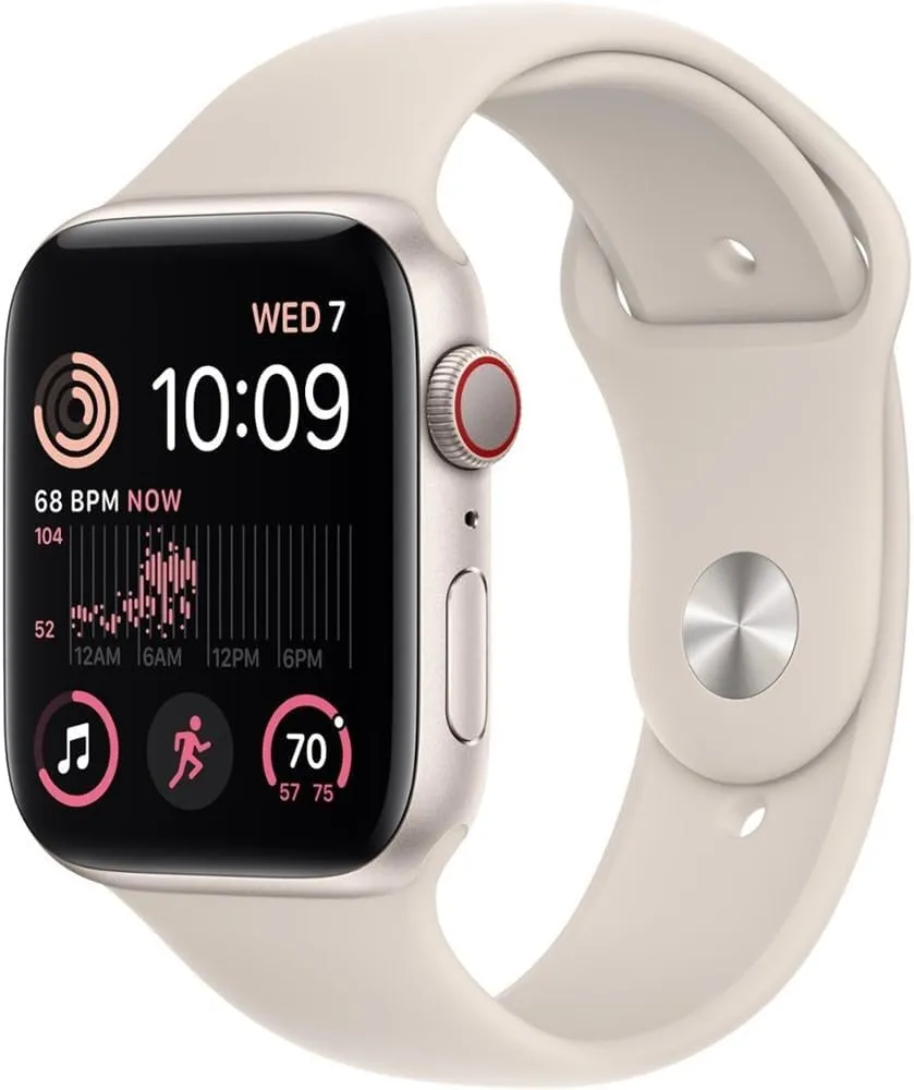 Apple Watch SE (2nd Gen) (GPS   Cellular, 40mm) - Starlight Aluminum Case with Starlight Sport Band, S/M (Renewed)