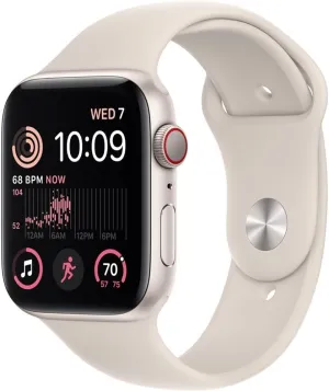 Apple Watch SE (2nd Gen) (GPS   Cellular, 40mm) - Starlight Aluminum Case with Starlight Sport Band, S/M (Renewed)