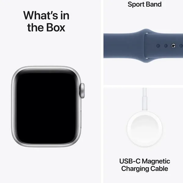 Apple Watch SE GPS 40mm Silver Aluminium Case with Denim Sport Band - S/M