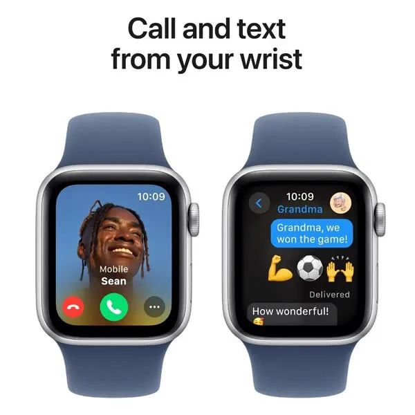 Apple Watch SE GPS 40mm Silver Aluminium Case with Denim Sport Band - S/M