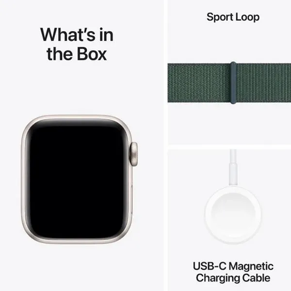 Apple Watch SE GPS 40mm Starlight Aluminium Case with Lake Green Sport Loop