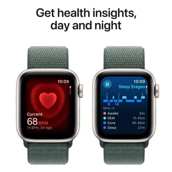 Apple Watch SE GPS 40mm Starlight Aluminium Case with Lake Green Sport Loop