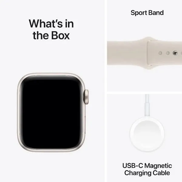 Apple Watch SE GPS 44mm Starlight Aluminium Case with Starlight Sport Band - M/L