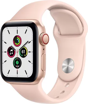 Apple Watch SE (GPS   Cellular, 40mm) - Gold Aluminum Case with Pink Sand Sport Band (Renewed)