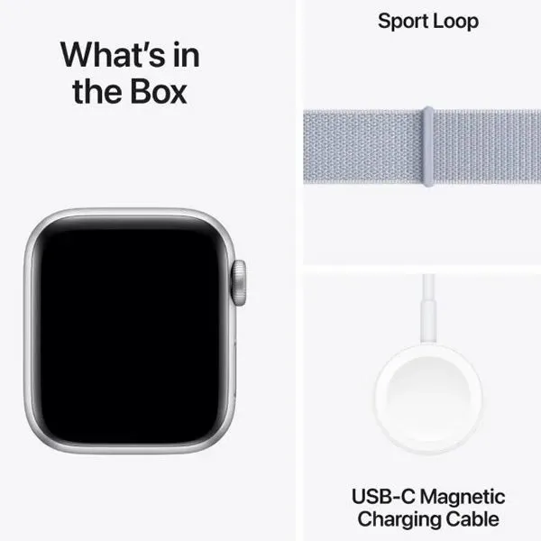 Apple Watch SE GPS   Cellular 44mm Silver Aluminium Case with Blue Cloud Sport Loop