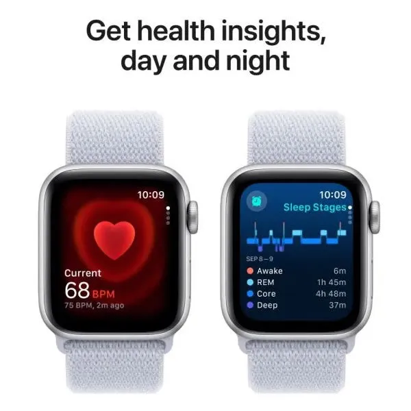 Apple Watch SE GPS   Cellular 44mm Silver Aluminium Case with Blue Cloud Sport Loop