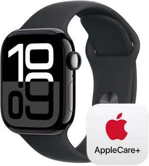 Apple Watch Series 10 [GPS 42mm] with Jet Black Aluminium Case with Black Sport Band - S/M. Fitness Tracker, ECG App, Always-On Retina Display, Water Resistant with AppleCare  (2-Years)