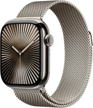 Apple Watch Series 10 [GPS   Cellular 42mm case] Smartwatch with Natural Titanium Case with Natural Milanese Loop. Fitness Tracker, ECG App, Always-On Retina Display, Carbon Neutral