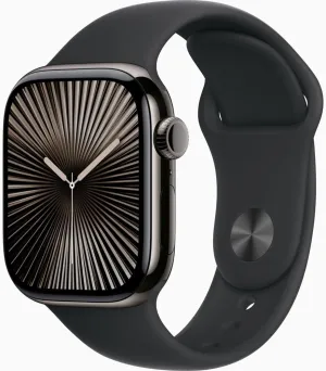 Apple Watch Series 10 [GPS   Cellular, 42mm] - Slate Titanium Case with Black Sport Band, S/M (Renewed)