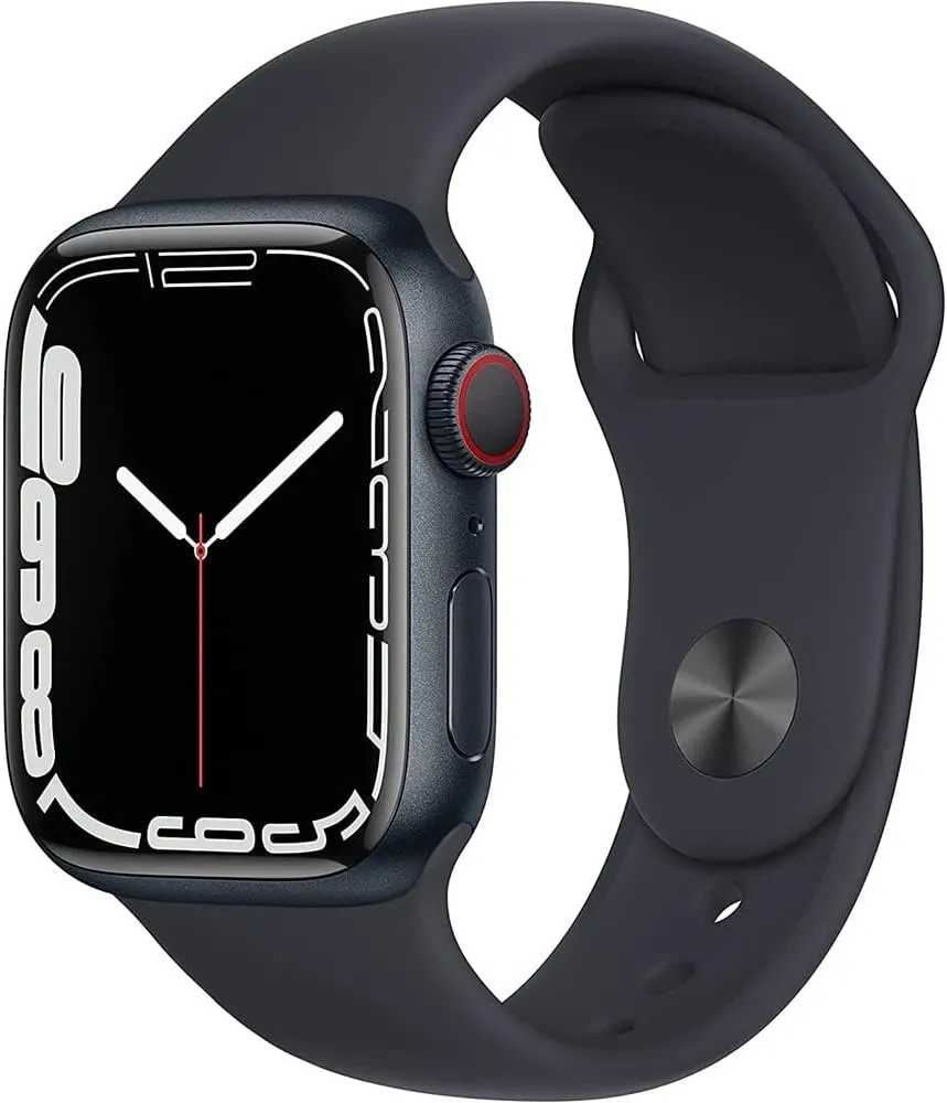 Apple Watch Series 7 (GPS   Cellular, 41mm) Midnight Aluminum Case with Midnight Sport Band, Regular (Renewed)