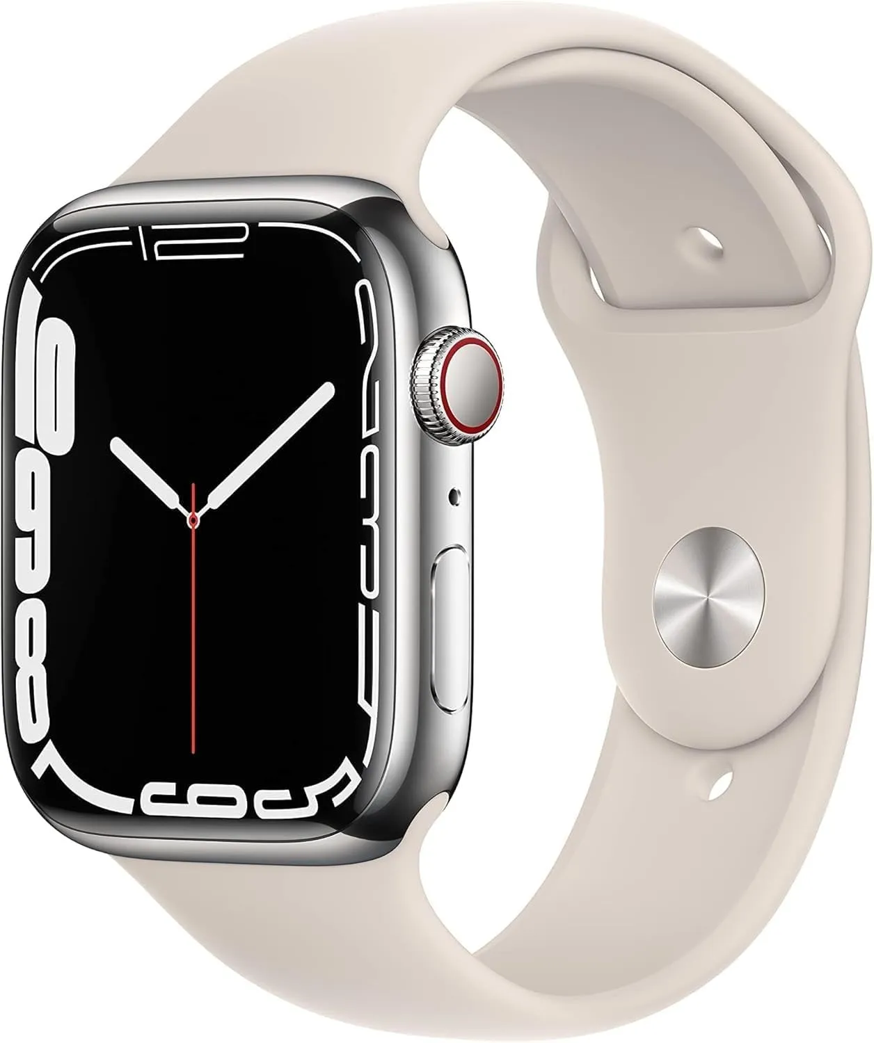 Apple Watch Series 7 (GPS   Cellular, 41mm) Starlight Aluminum Case with Starlight Sport Band, Regular (Renewed)