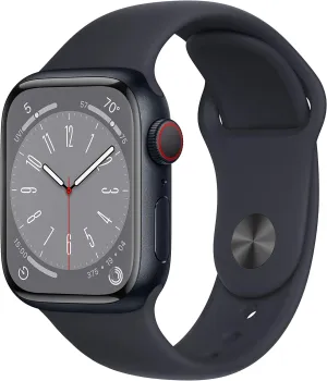 Apple Watch Series 8 (GPS   Cellular, 41MM) - Midnight Aluminum Case with Midnight M/L Sport Band (Renewed Premium)
