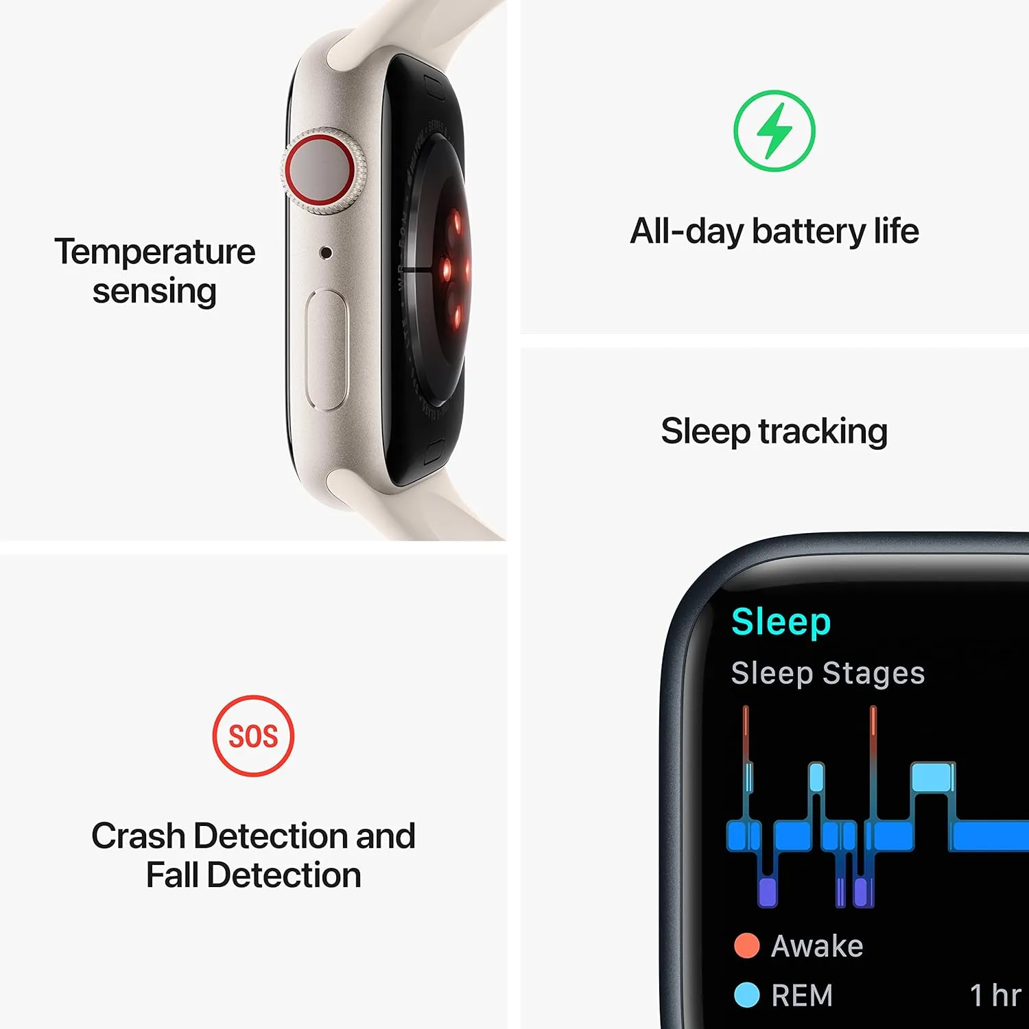 Apple Watch Series 8 (GPS   Cellular, 41MM) - Midnight Aluminum Case with Midnight M/L Sport Band (Renewed Premium)