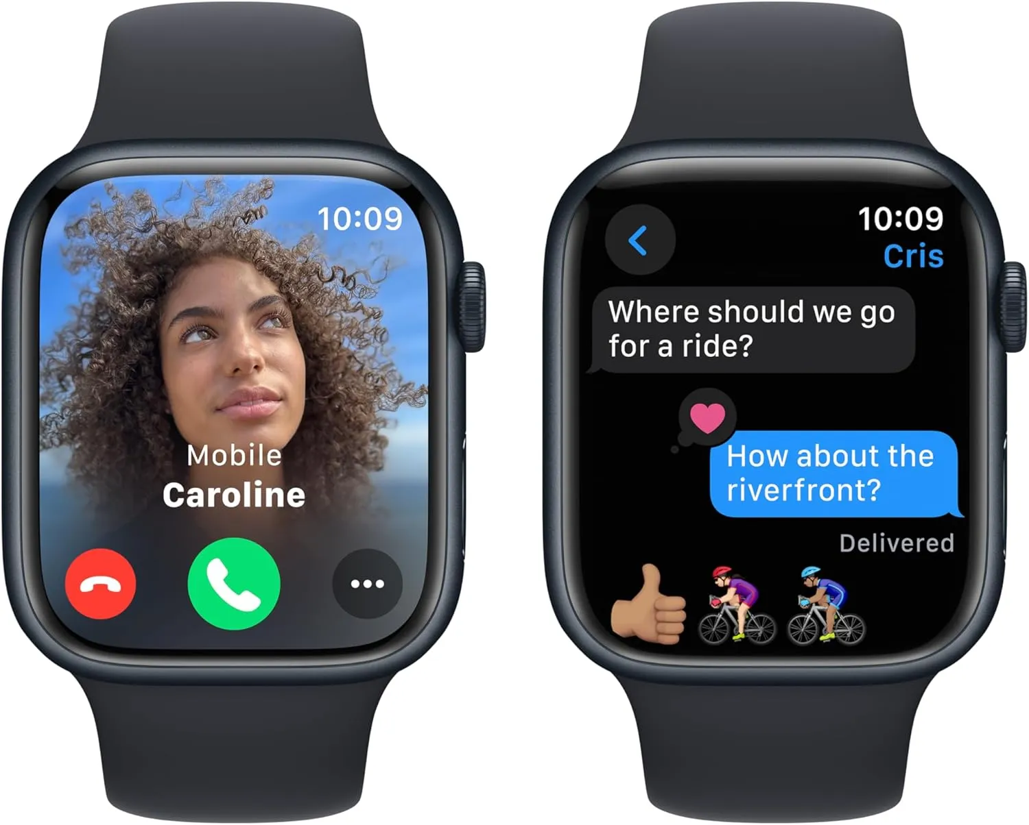 Apple Watch Series 9 [GPS 45mm] Midnight Aluminum Case with Midnight Sport Band, S/M (Renewed)