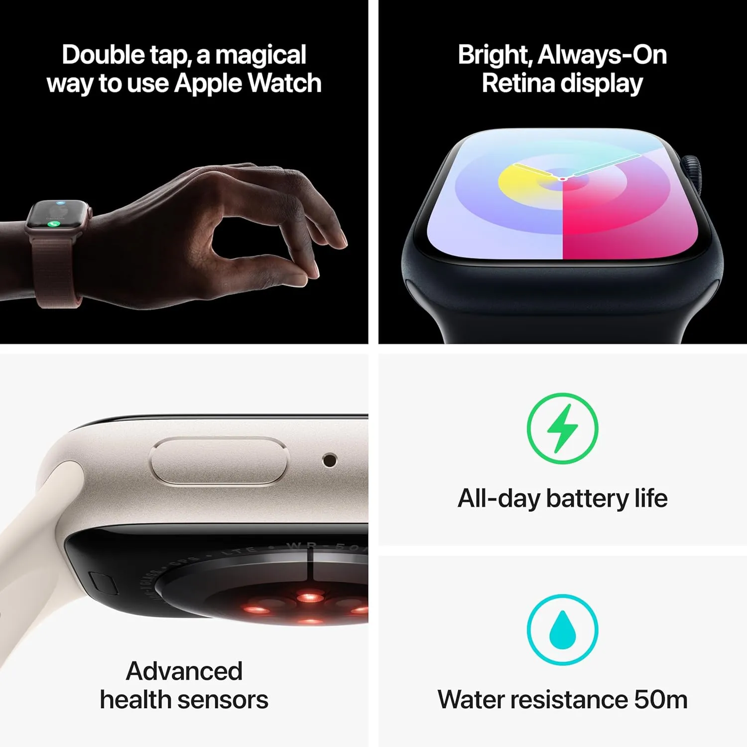 Apple Watch Series 9 (GPS   Cellular 45mm) Midnight Aluminum Case with Midnight Sport Band M/L (Renewed)