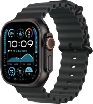 Apple Watch Ultra 2 (GPS   Cellular, 49MM) - Black Titanium Case with Black Ocean Band (Renewed)