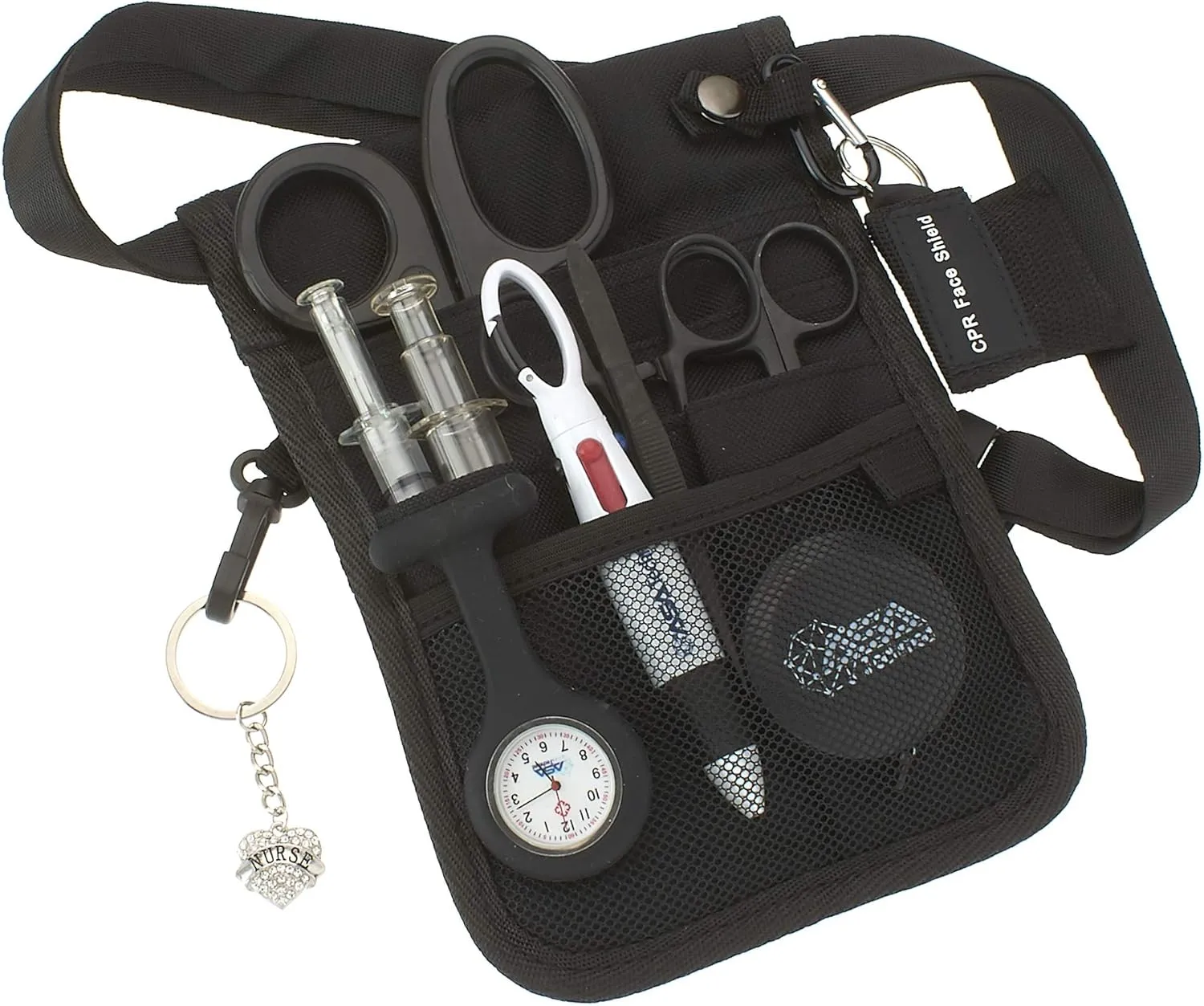 ASA Techmed Medical Belt Utility Kit, Nurse Pro Pack Pocket Organizer Pouch Hip Bag | EMT, CNA, NP, PA, Student, Nurse Kit (Black)
