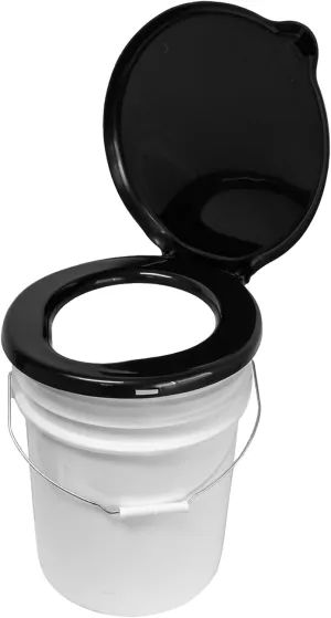 ASR Outdoor Camping Toilet, 5 Gallon Bucket Portable Toilet Seat with Lid, Camping Essentials Emergency Preparedness Items, Black