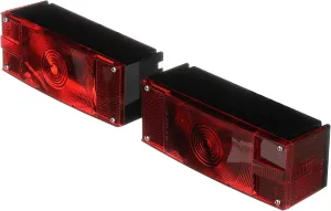 Attwood 14063-7 Low-Profile Submersible Trailer Light Kit, for Trailers Over 80 Inches Wide, 2 Lamps, Wiring Harness, Hardware