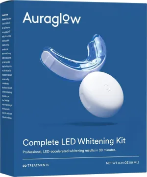 Auraglow Teeth Whitening Kit, LED Accelerator Light, 35% Carbamide Peroxide Teeth Whitening Gel, 20  Whitening Treatments, Whitens up to 10 Shades in 7 Days
