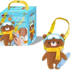 Avenir Animal Sewing Kit for Beginner Kids Arts & Crafts Soft Toy My First Sewing Kit Includes Snowboarding Bear with Fun Shoulder Strap for Toddlers Learn to Sew, Age for 6 Years