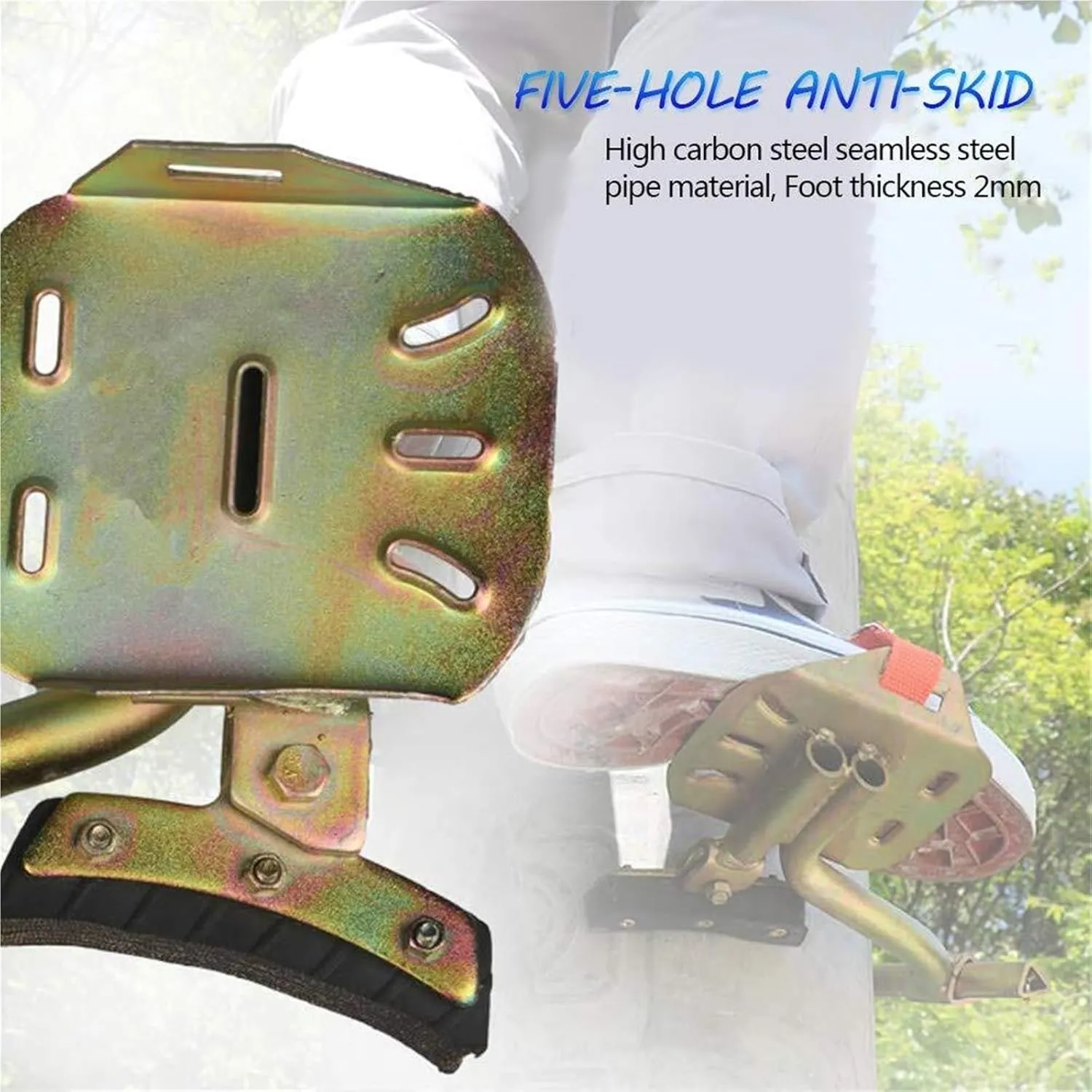AYGJKIE Stainless Steel Tree Climbing Tool, Tree Climbing Gear Kit with Seat Belt, Non-Slip Climbing Tree Spikes for Hunting Observation(500model)