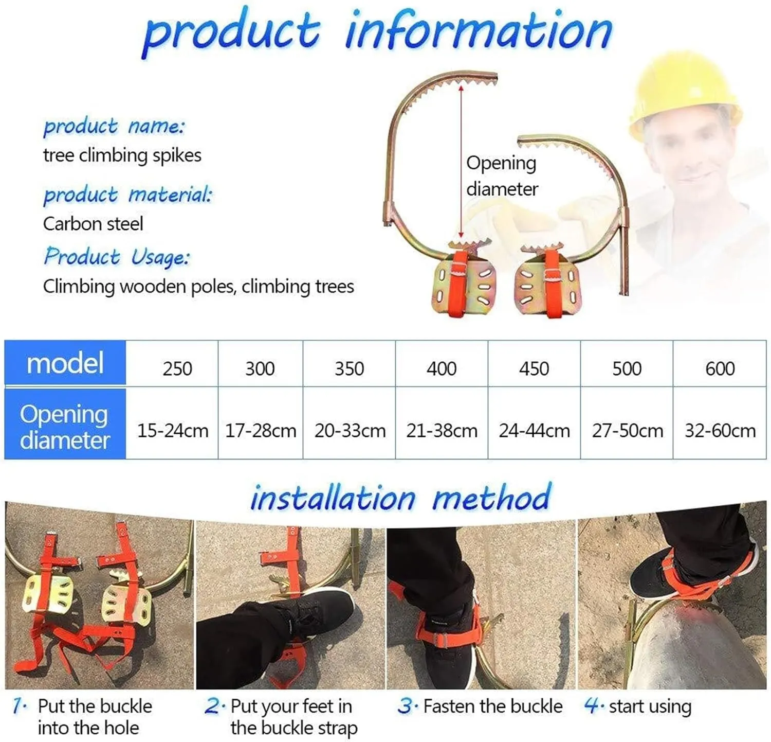 AYGJKIE Tree Climbing Tool with Safe Belt,Stainless Steel Tree Climbing Gear Kit, for Hunting Observation, Picking Fruit, Coconut, Simple to Use(450model)