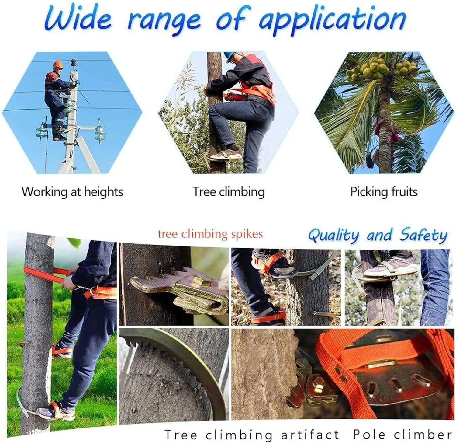 AYGJKIE Tree Climbing Tool with Safe Belt,Stainless Steel Tree Climbing Gear Kit, for Hunting Observation, Picking Fruit, Coconut, Simple to Use(450model)