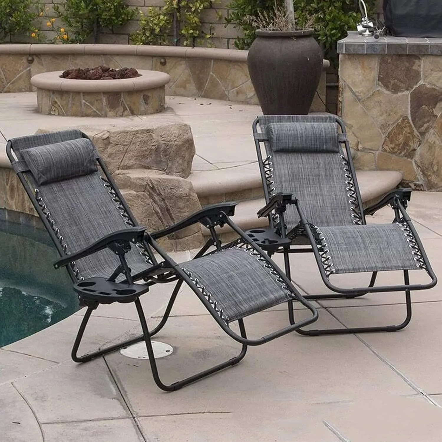 Azatemgo Zero Gravity Chair Replacement Fabric with Bungee Cord Kit (Gris, 21" W x 63“H)