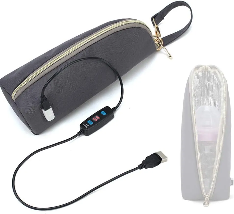 Baby Bottle Warmer Bag, USB Baby Bottle Warmer Heater Insulated Bag, Composite Heating Element Warming Bag Portable USB Heating Intelligent Warm Milk Tool Insulation Cover for Travel