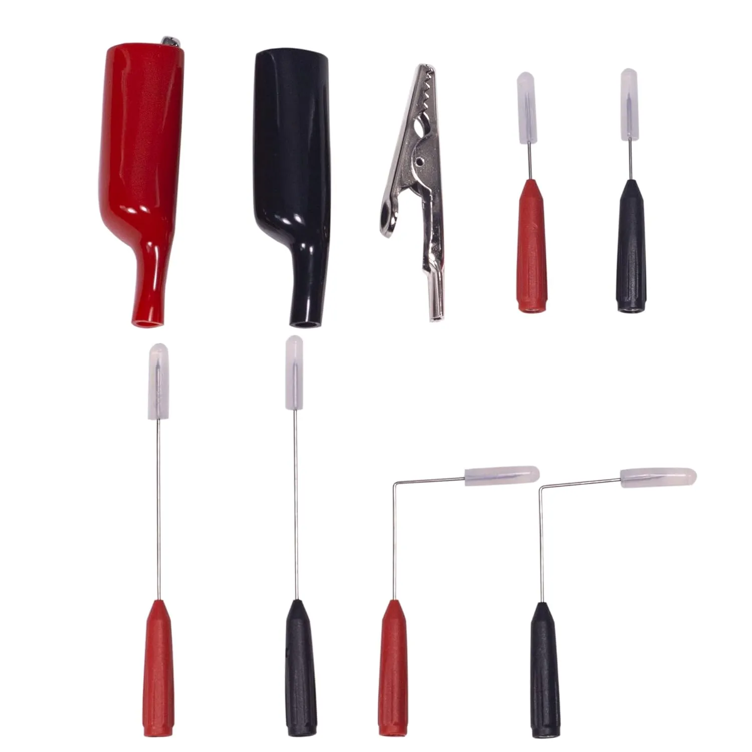 Back Probe Needles Non-Destructive Multimeter Test Probes, 3A Alligator Clips with Slip on Insulators, 5A 600V Instrument Test Pen Clamp Copper Lead Plug Measuring Tools