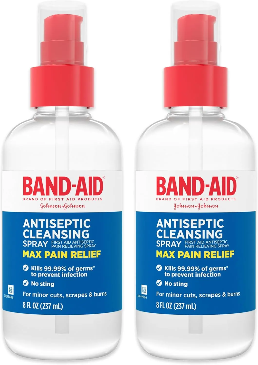Band-Aid Brand Antiseptic Cleansing Spray, First Aid Antiseptic Spray Relieves Pain & Kill Germs, with Benzalkonium Cl Wound Antiseptic & Pramoxine HCl Topical Analgesic, 2 x 8 fl. oz