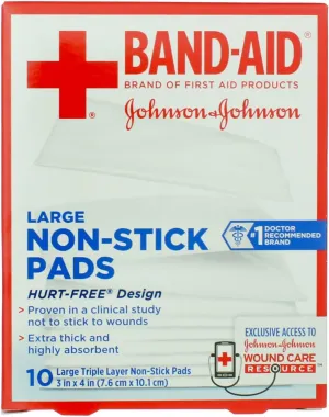 BAND-AID® Brand HURT-FREE® Non-stick Pads 3INX4IN, 10 COUNT