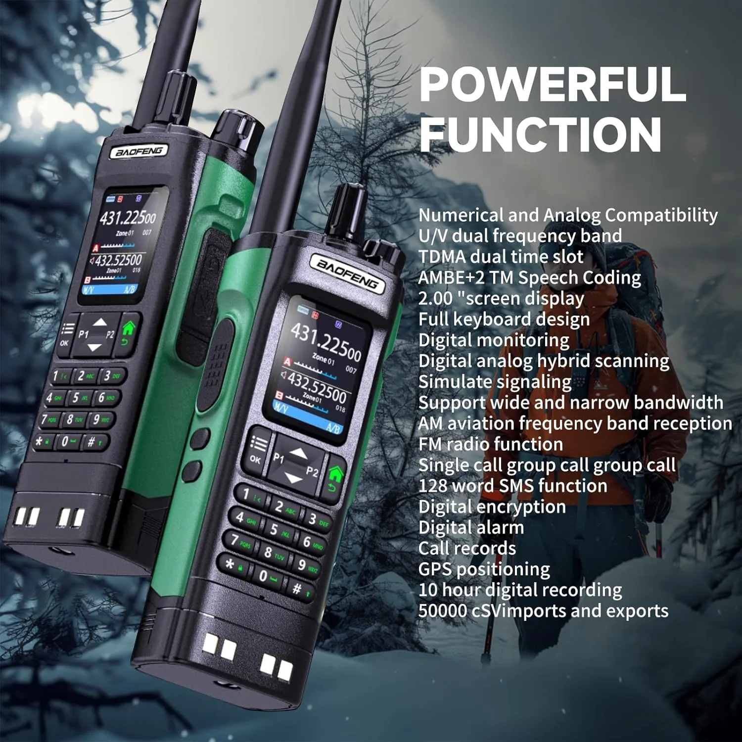 BAOFENG DM-32 DM32 10W Ham 2 Way Radio GPS Matching Writing Frequency Satellite Positioning Type-C DM32(1PC)