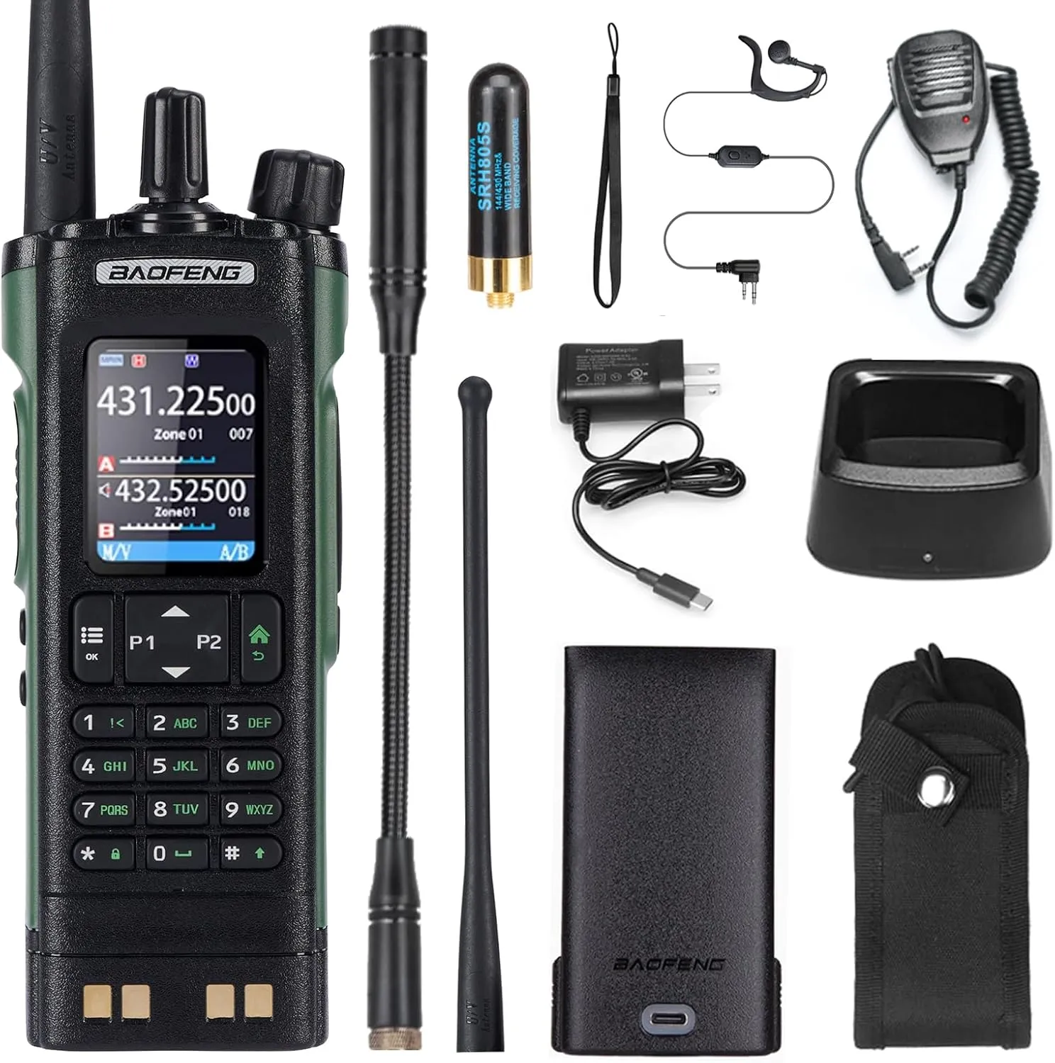 BAOFENG UV-32 UV32 10W Ham 2 Way Radio GPS One-Key Frequency Matching Writing Frequency APP Satellite Positioning Type-C UV32(1PC) (1)