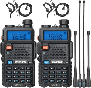 Baofeng UV-5R Ham Radio Long Range UV5R Handheld Dual Band Rechargeable Two Way Radio Walkie Talkies for Adults with Earpiece Full Kit for Camping Survival Gear,2Pack