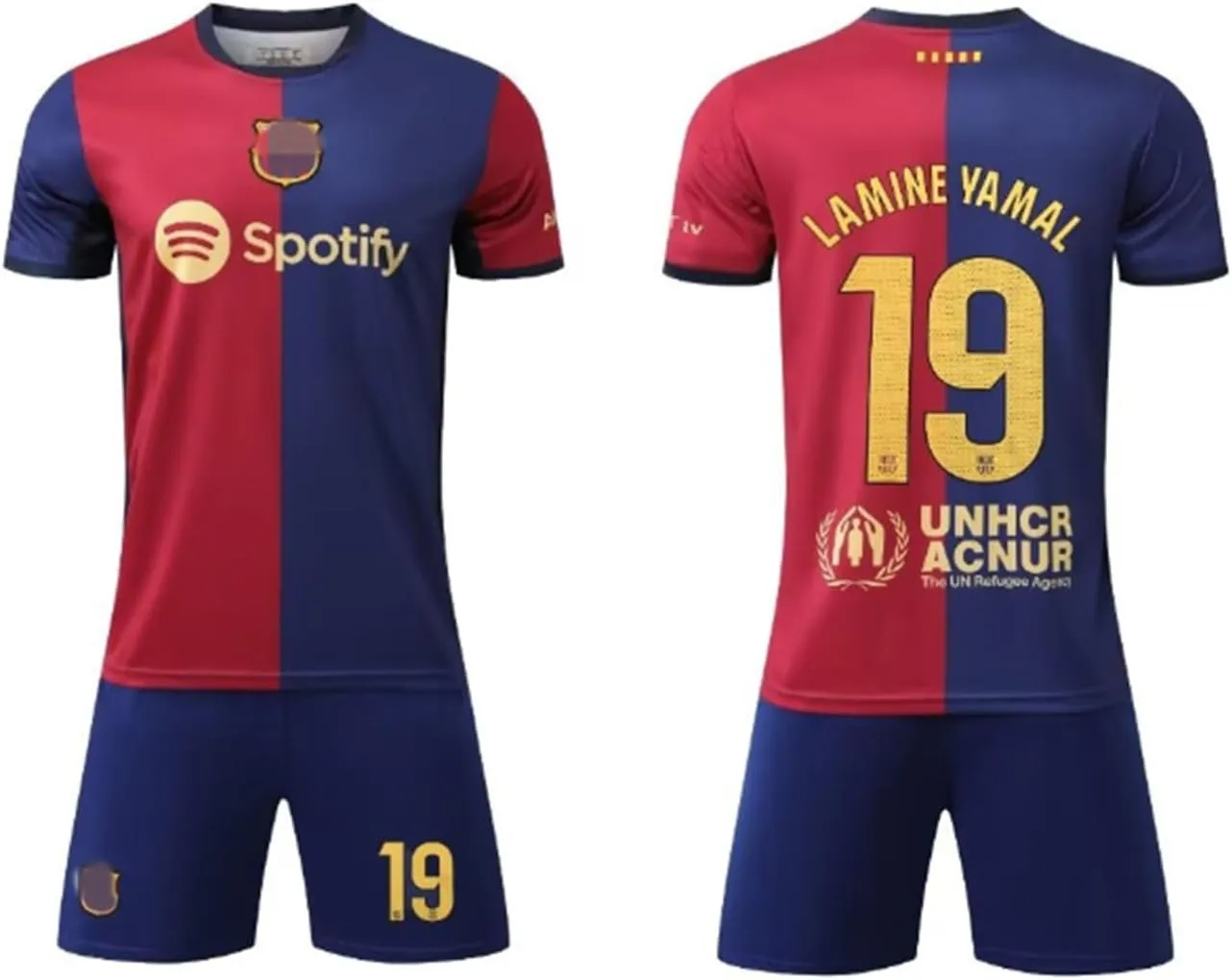 Barca 2024/2025 Lamine Yamal #19 Home Football Soccer Kids Jersey Shorts/Socks Set Youth Sizes