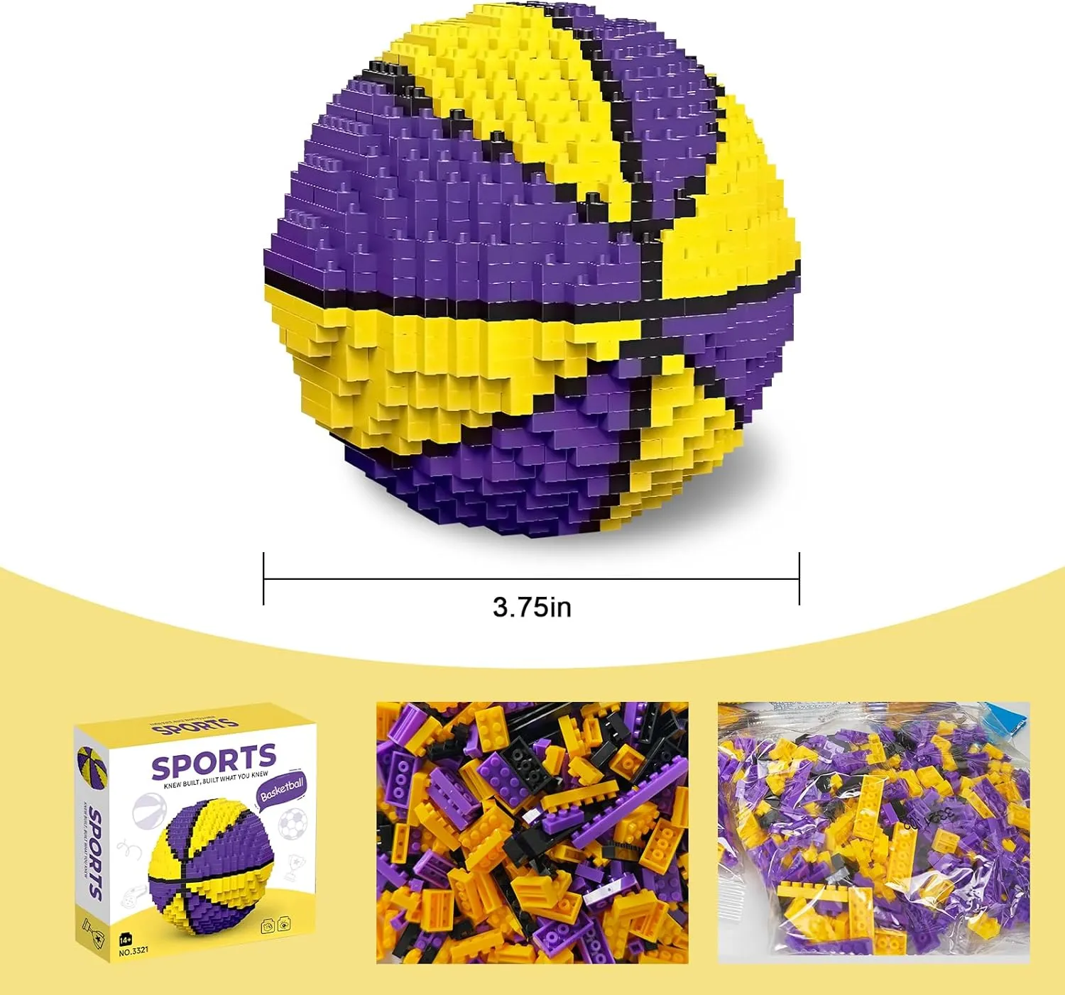 Basketball Building Blocks Set - Micro Bricks Toy 3.75" Display Model Kits, Precision Assembly Challenge for Teens/Adults - Gift Idea for Birthday (833Pcs)