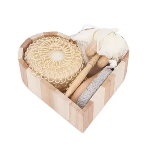 Bath Shower Set Skin Care Sisal Bath Sponge Exfoliating Pumice Stone Facial Massage Roller Bath Sponge Shower Heart Shaped Gift Box Set