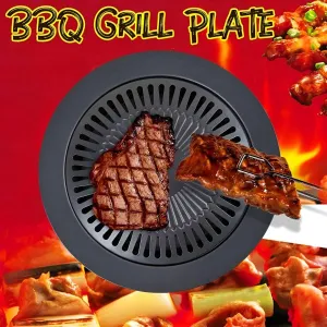 BBQ Grill Frying Pan Non-stick Korean Traditional Cast Iron Grill Pan 32cm