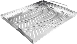 BBQ Grill Pan for Vegetables, Grill Topper Stainless Steel BBQ Wok with Handles Professional Cookware Grill Accessories for Barbecue Grills Outdoor Cooking