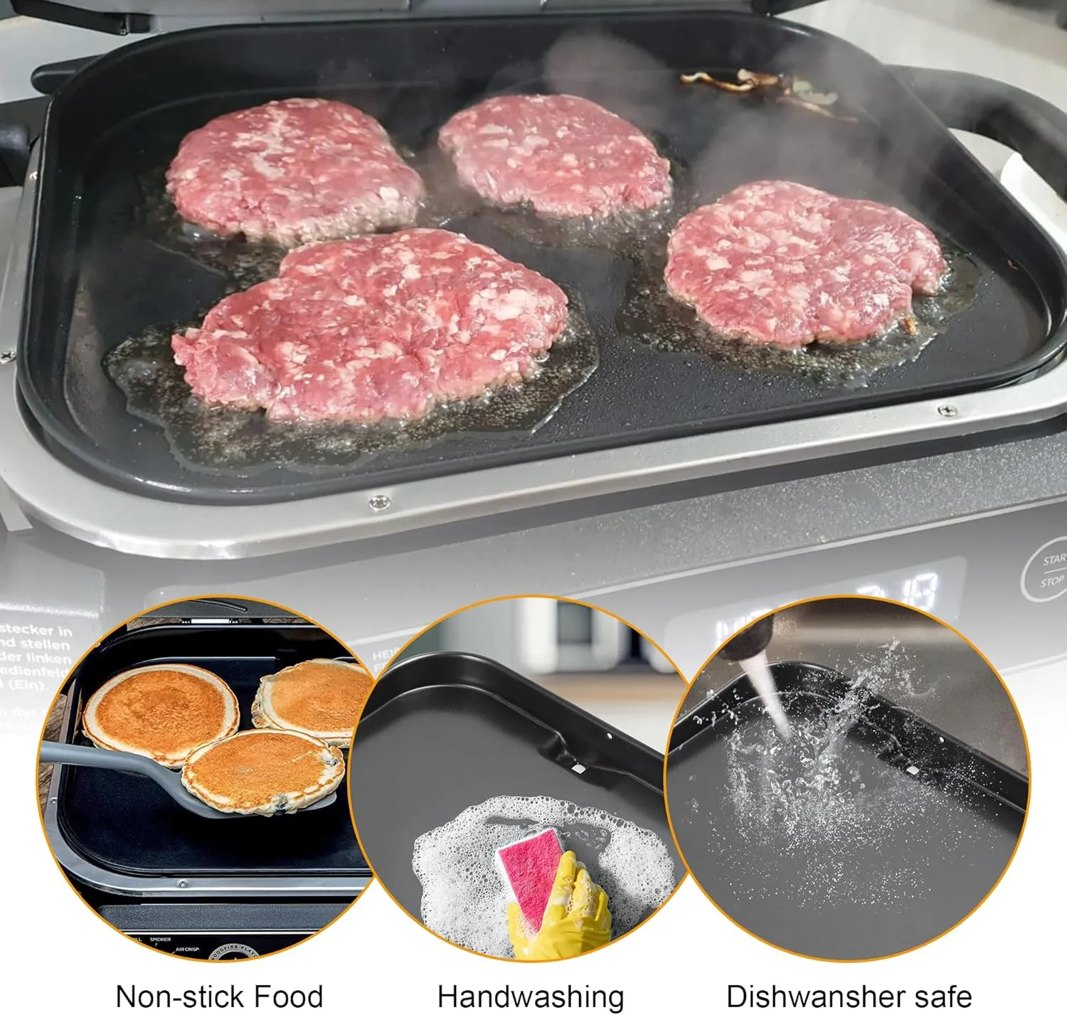 BBQ PLUS Flat Top Grill Griddle Plate for Ninja Woodfire OG700 Series Outdoor Grill,Non-Stick Griddle Pan for Ninja XSKGRDPLT OG701 Grill Accessories,with Oil Hole