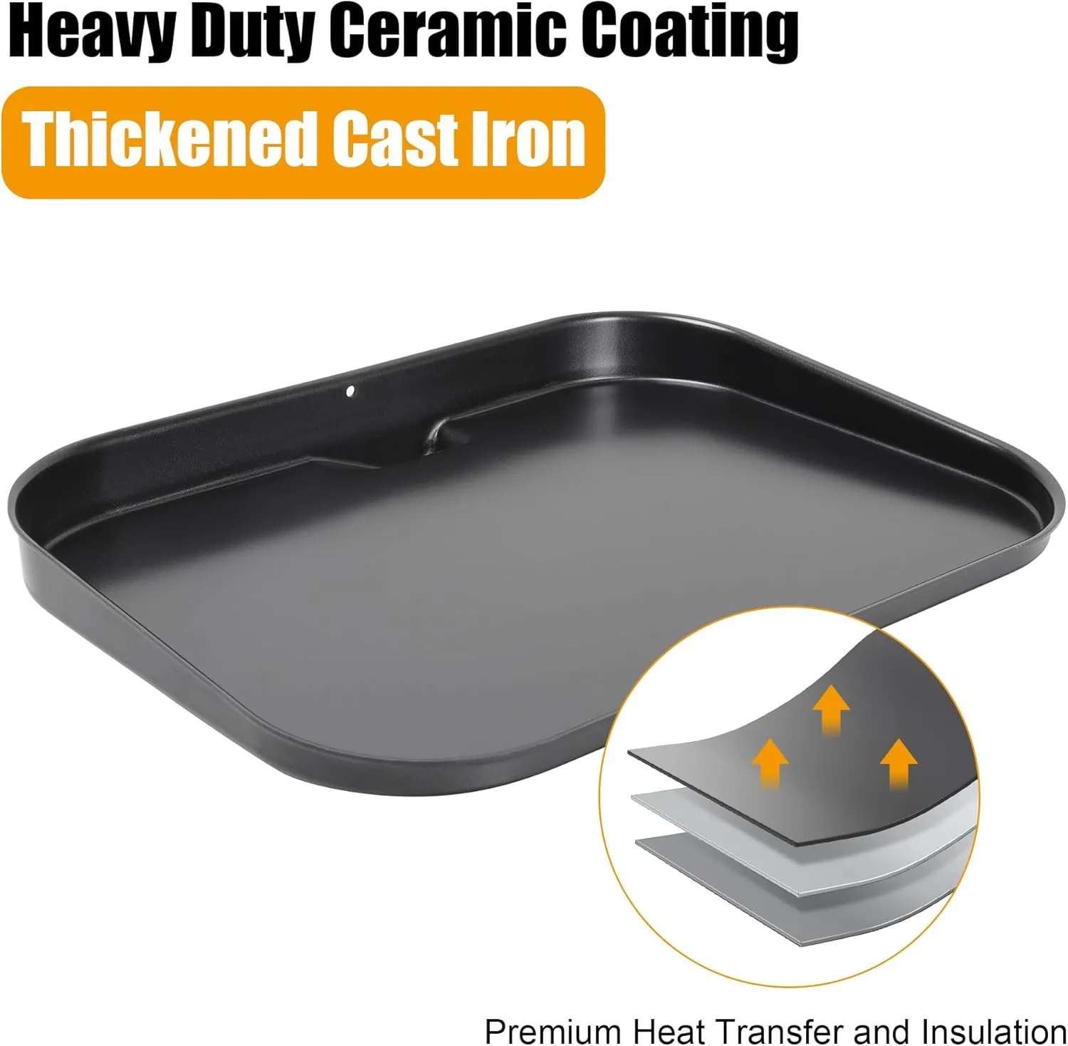BBQ PLUS Flat Top Grill Griddle Plate for Ninja Woodfire OG700 Series Outdoor Grill,Non-Stick Griddle Pan for Ninja XSKGRDPLT OG701 Grill Accessories,with Oil Hole