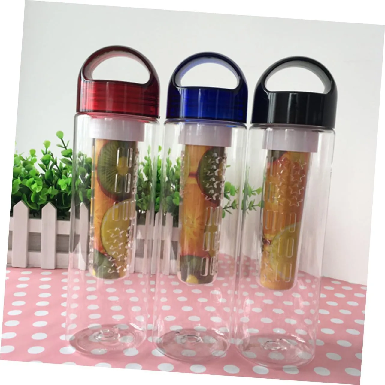 BESPORTBLE 750ml Sports Reusable Insulated Straw Water Bottle Fruit Basket Leakproof Cup for Travel