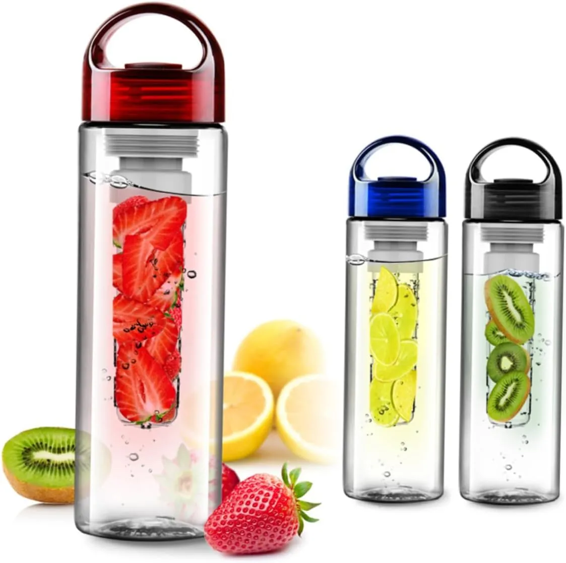 BESPORTBLE 750ml Sports Reusable Insulated Straw Water Bottle Fruit Basket Leakproof Cup for Travel