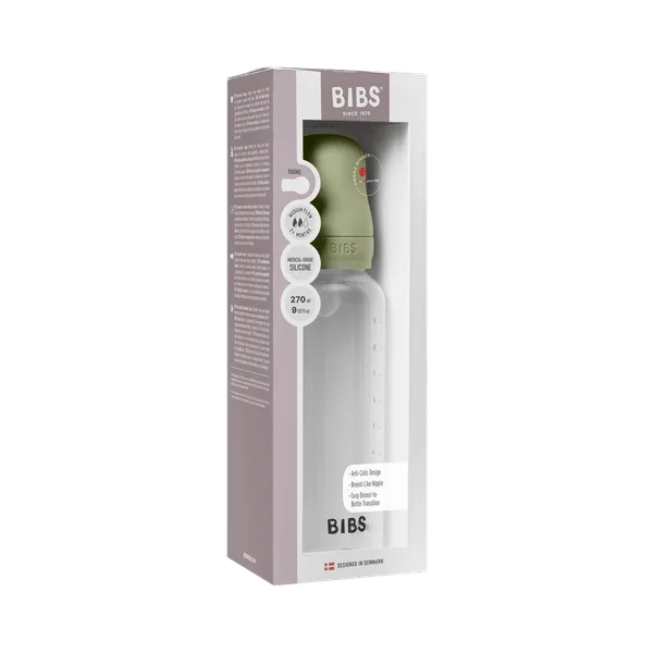 BIBS BPA-Free PP Baby Bottle Round Silicone 1 pack 270 ml Medium Flow Sage (Min. of 2 PK , multiples of 2 PK)