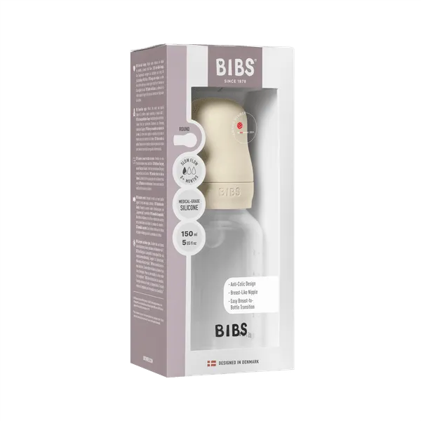 BIBS Grow and Flow BPA-Free PP Baby Bottle Round Silicone Set 150 ml / 270ml Ivory (Min. of 2 PK , multiples of 2 PK)