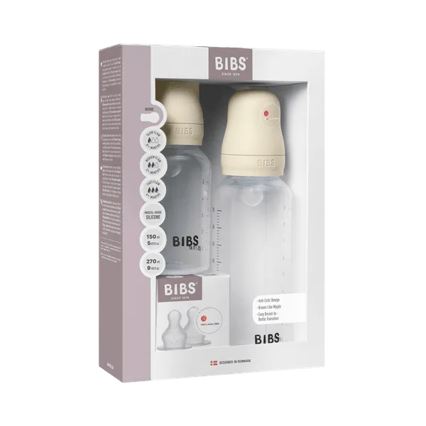 BIBS Grow and Flow BPA-Free PP Baby Bottle Round Silicone Set 150 ml / 270ml Ivory (Min. of 2 PK , multiples of 2 PK)