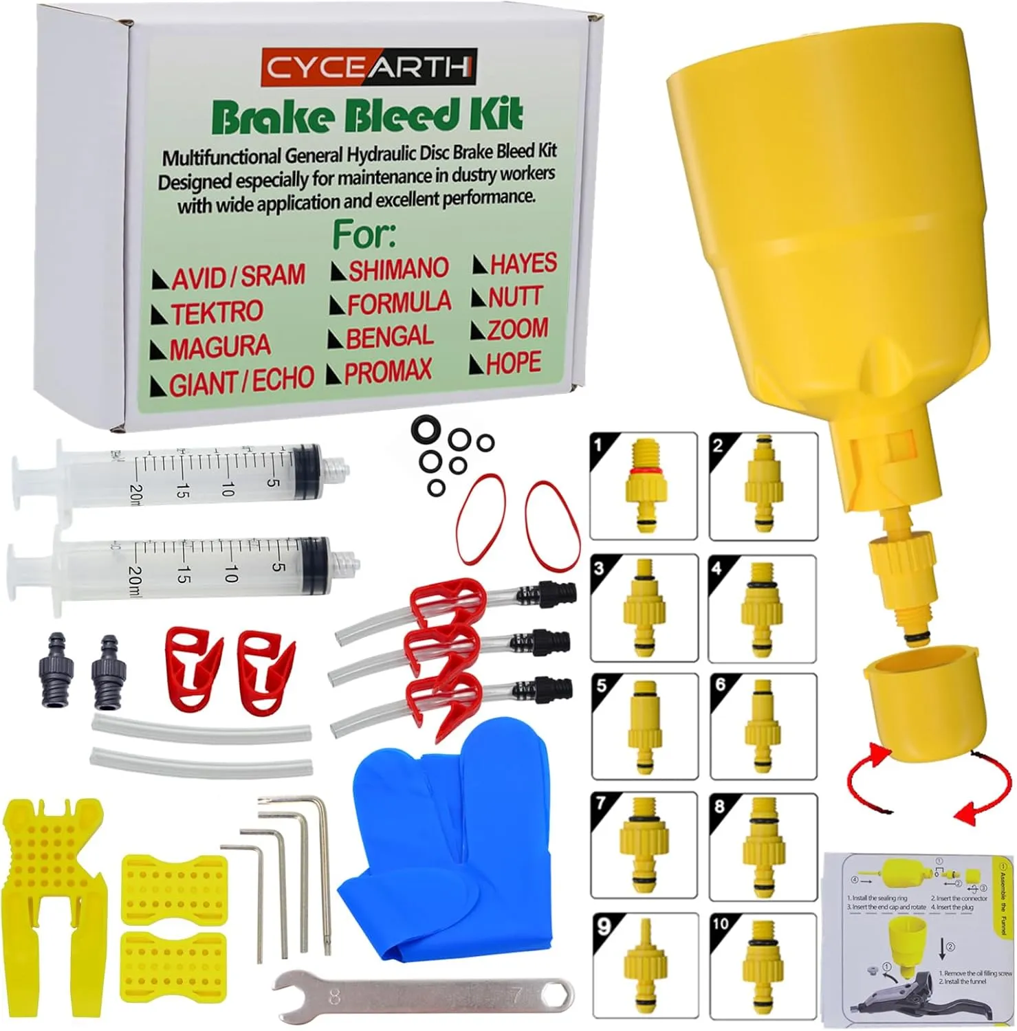 Bicycle Hydraulic Disc Brake Oil Bleed Kit for All Brakes Shimano,SRAM,AVID,TEKTRO,MAGURA,Hayes,Bike Brake Repair Tool